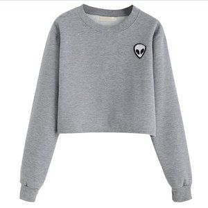 Crop Sweatshirt with Alien Patch NWOT